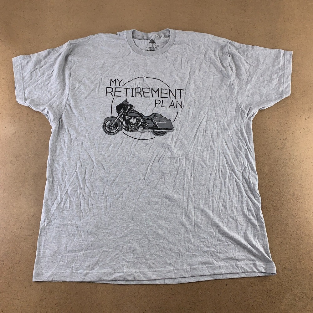 Ann Arbor Men's Size 3XL Heather Gray Motorcycle Retirement Plan Graphic T-Shirt